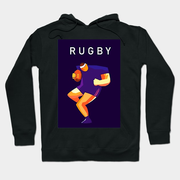 Rugby Sport Pop Art Hoodie by Zet Art